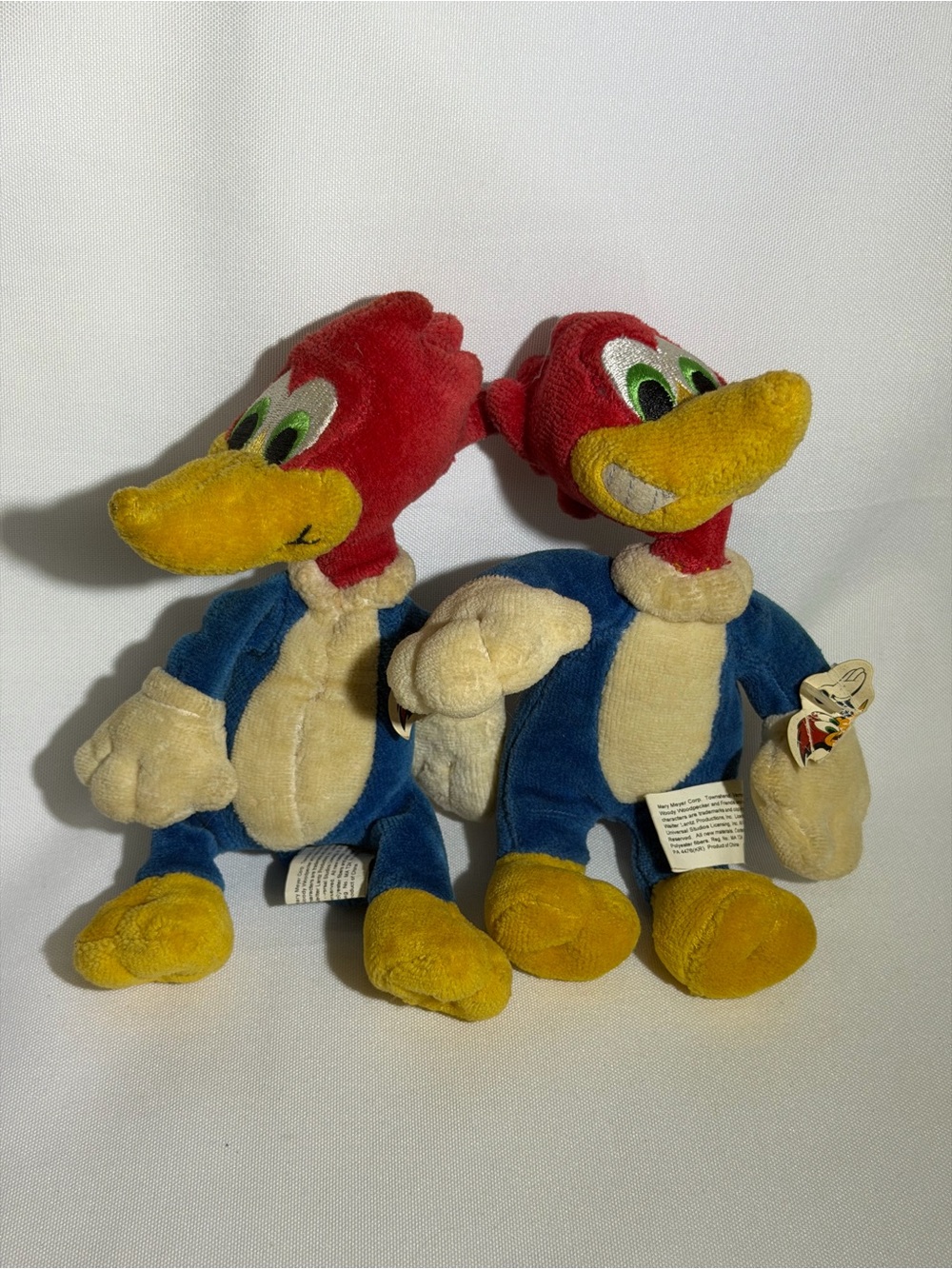 Woodpecker Plush Duo - Red, Blue & Yellow Soft Stuffed Birds